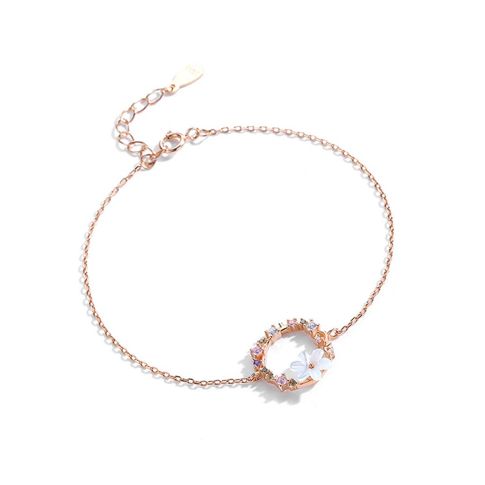 

Cherry Blossom High Quality CZ 925 Sterling Popular Cherry Blossom Motif Comes with Exclusive Box Women s Bracelet, Wreath, Zirconia, Silver,