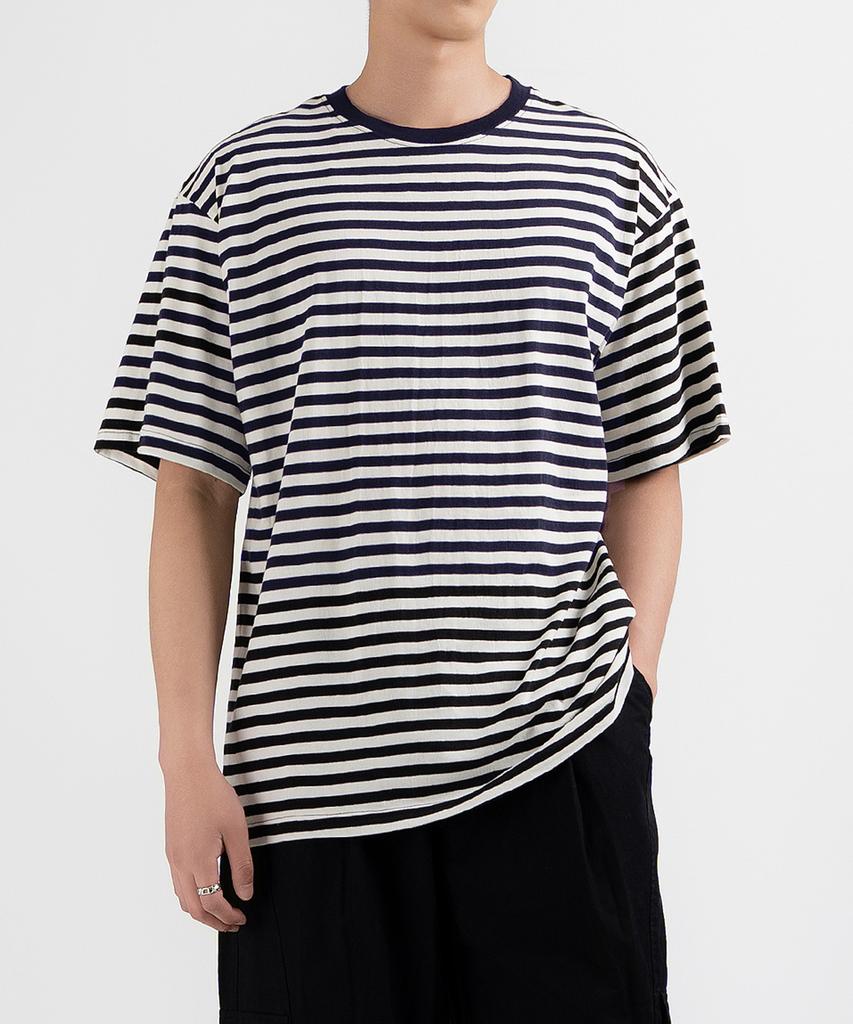 UNDEROFF Cotton Striped Short Sleeve T-Shirt Black