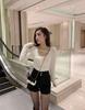 Women's Black High-Waisted Cotton Elastic Shorts - Trendy, Slimming, Hip-Hugging Bootcut, Ideal for Autumn Layering, Internet Celebrity Style.