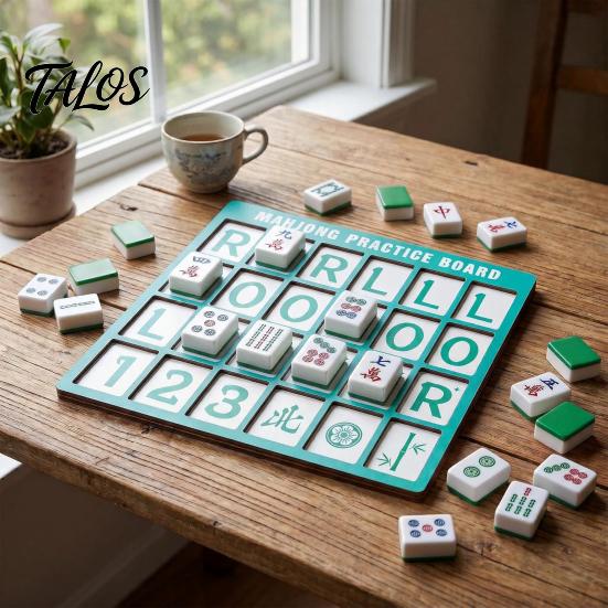 Talos Mahjong Practice Board with RLO Charleston Guide & 24 Slots, 3D Printed Solo Trainer, American Strategy Aid for Home Learning Beginners
