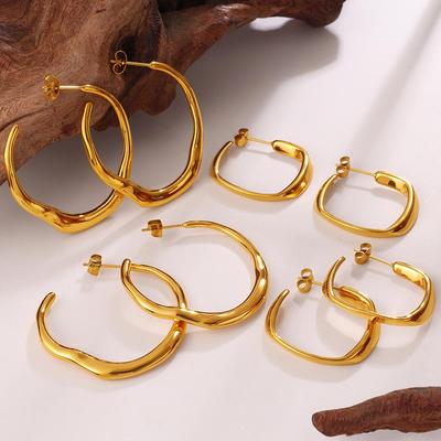Luxury Irregular Twisted Gold Hoop Earrings for Women - Elegant and Versatile Design