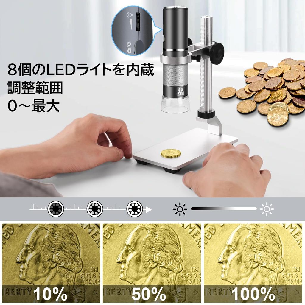 Ninyoon Mikroskop 4K WiFi mit Professional Kompatibel mit iPhone Android Digitales USB-Mikroskop Kabelloses Endoskop HD Kompatibel mit iPhone iPad