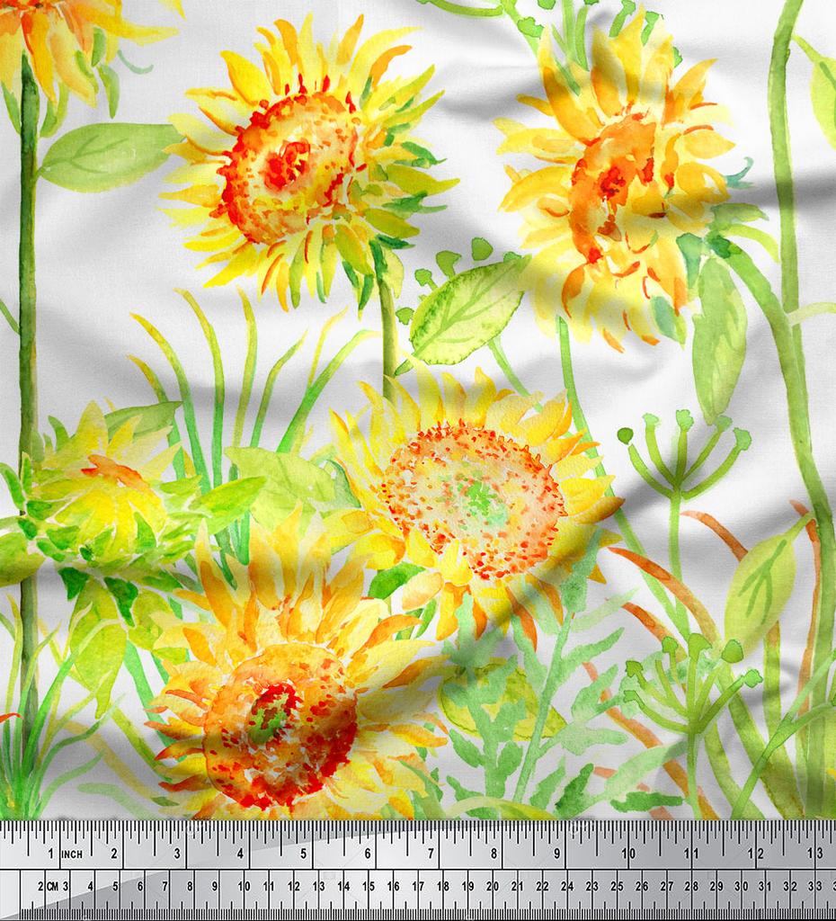 oneOone Tessuto Cotone Elasticizzato Foglie e Fiori Stampa Pannello Tessuto al Metro 40 Pollici