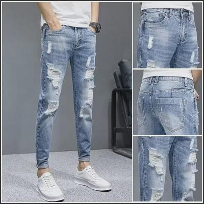 Men's Korean Slim-Fit Skinny Jeans - Trendy Casual Style for Spring and Autumn