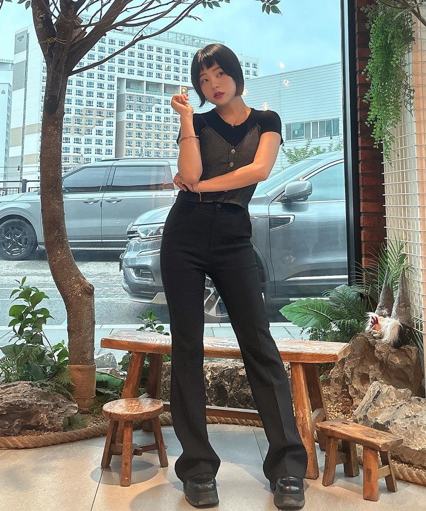 Ppaeppae Secret Banding Stretch Bootcut Black Slacks