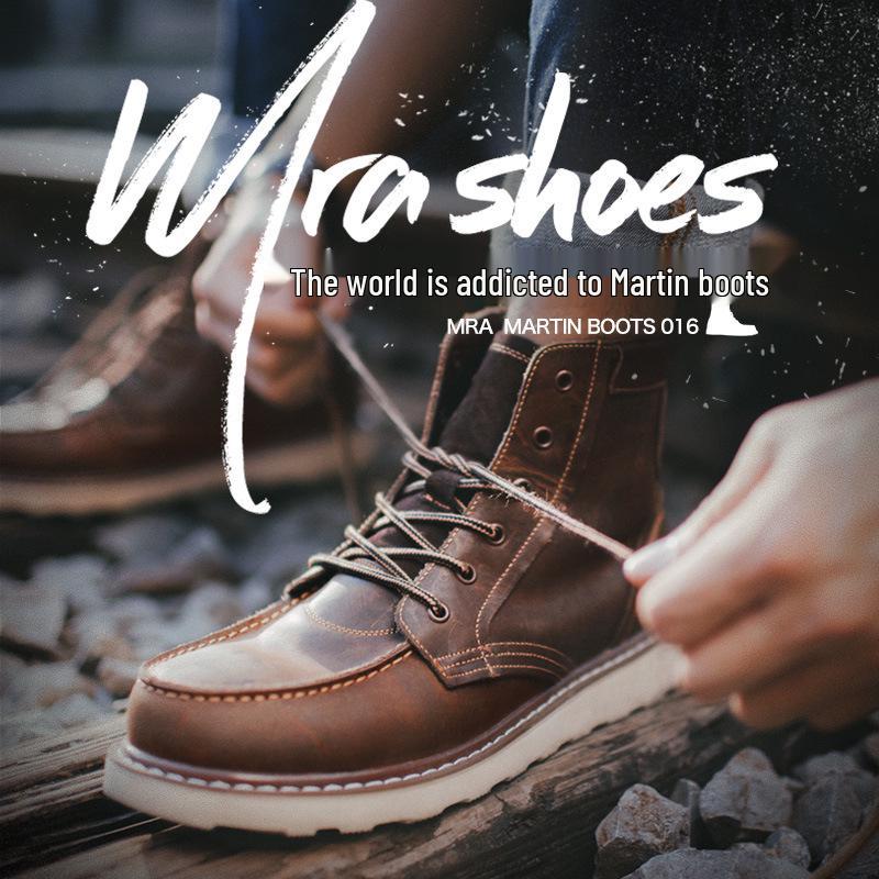 MRA Herren High-Top Retro Leder Winterstiefel 875