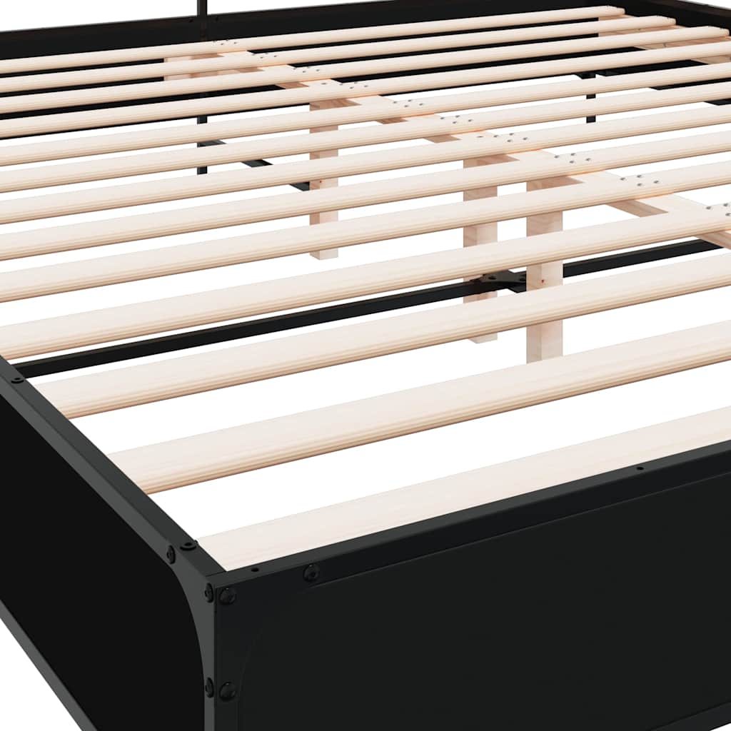 Bed Frame Black 200x200 cm Particleboard and Metal