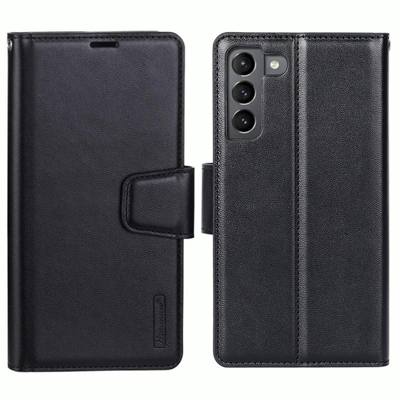 

HANMAN Mill Series Phone Stand Case for Samsung Galaxy S23 PU Leather Wallet Phone Cover Black