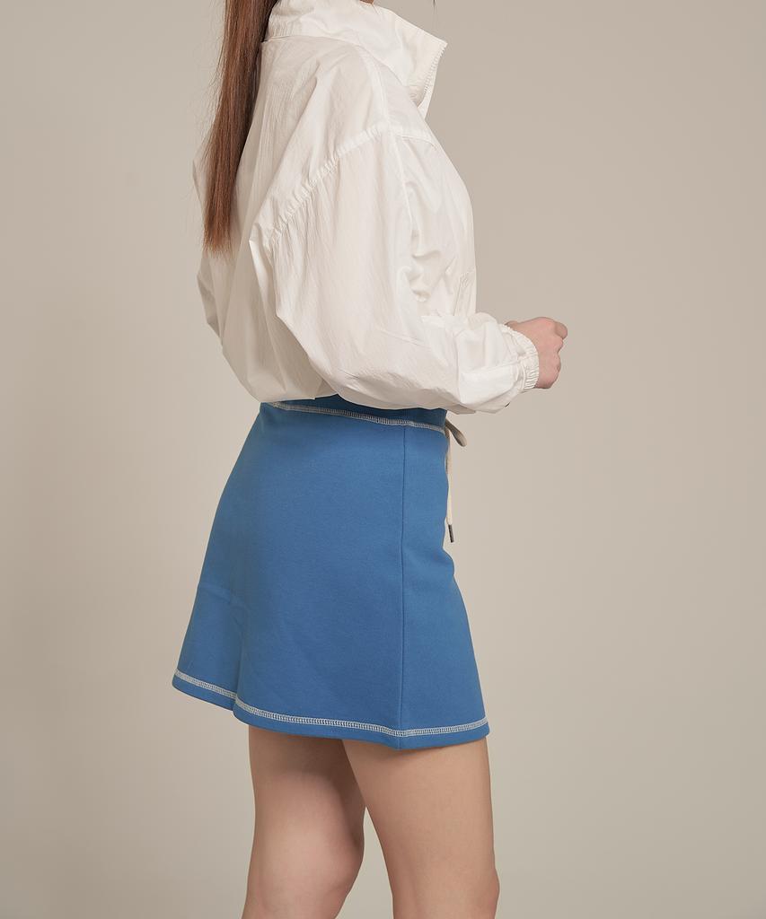 Iteoneolmomeonteu Twin Stitch Mini Skirt _ Blue