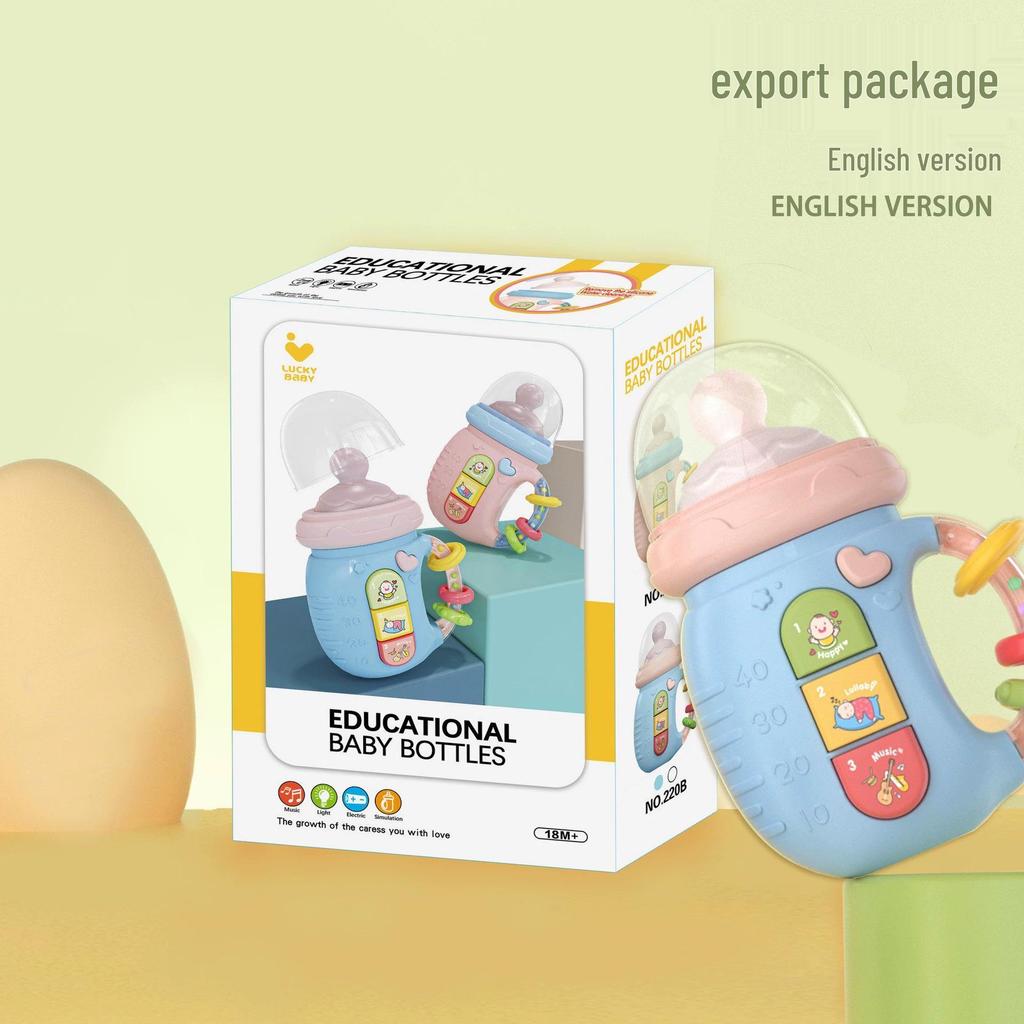 Bilingual Baby Teether Toy with Soothing Sounds & Storytelling Functions