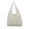 Women's Large Capacity Solid Color Knit Shoulder Bag - Casual Vacation Style, Versatile and Stylish.