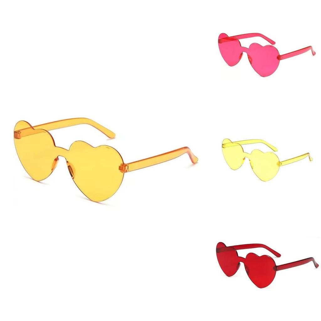 Heart Shaped Rimless Sunglasses Women's Candy Color Glasses