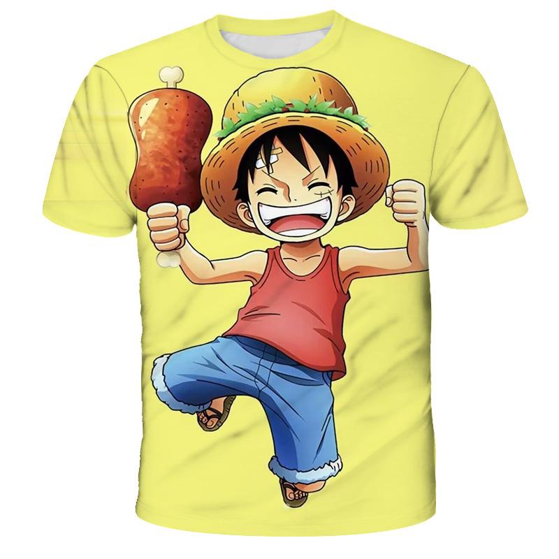 One Piece Luffy Girls T-shirt Kids Short Sleeve Children Print T-shirts Tees Boys' Casual Clothes Ghild O Neck Shirt Daily Tops