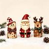 Poplar Plywood Holiday Gifts Christmas Wooden Tabletop Figurine, Hand Painted Santa Reindeer Cat Decor, Rustic Farmhouse Style Wood Ornaments Statues