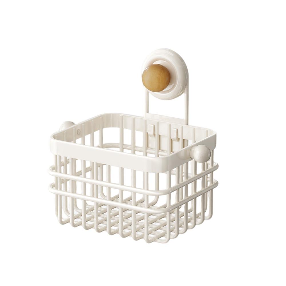 Multifunctional Wall Mounted Storage Baskets Carbon Steel Large Capacity Hanging Kitchen Baskets Suction Cup Space Saving