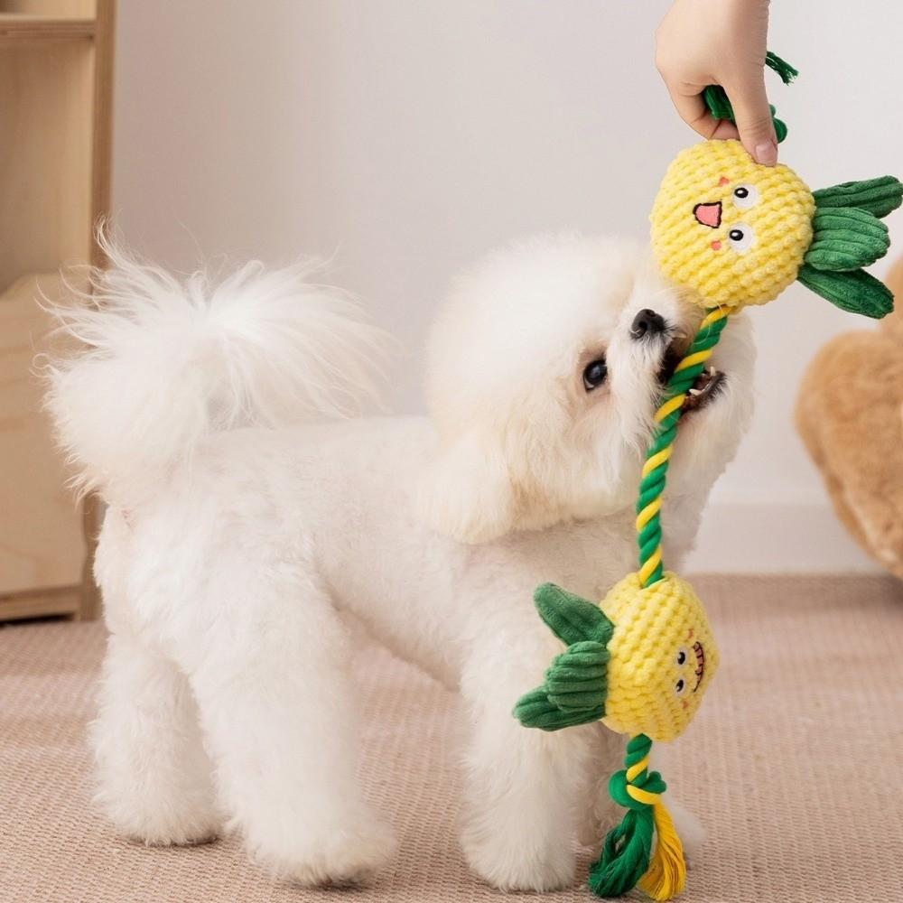 Bite-resistant Dog Plush Toy Knot Training Chew Dog Dental Cleaning Toy Builtin Squeaker Sound Making Dog Sound Squeaky Toy