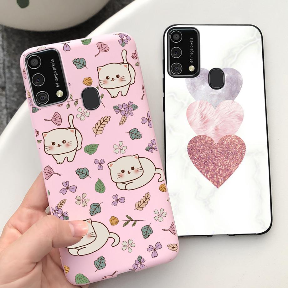 For Samsung M31 M21 2020 SM-M215F Case Ultra Soft Bumper Flower Cat Painting Housing On Smasung Galaxy M21 M 31 Funda Bumper