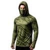 Men's Sports Fishing Hoodie with Built-in Face Long Sleeve Printed Stretch Running Training Shirt