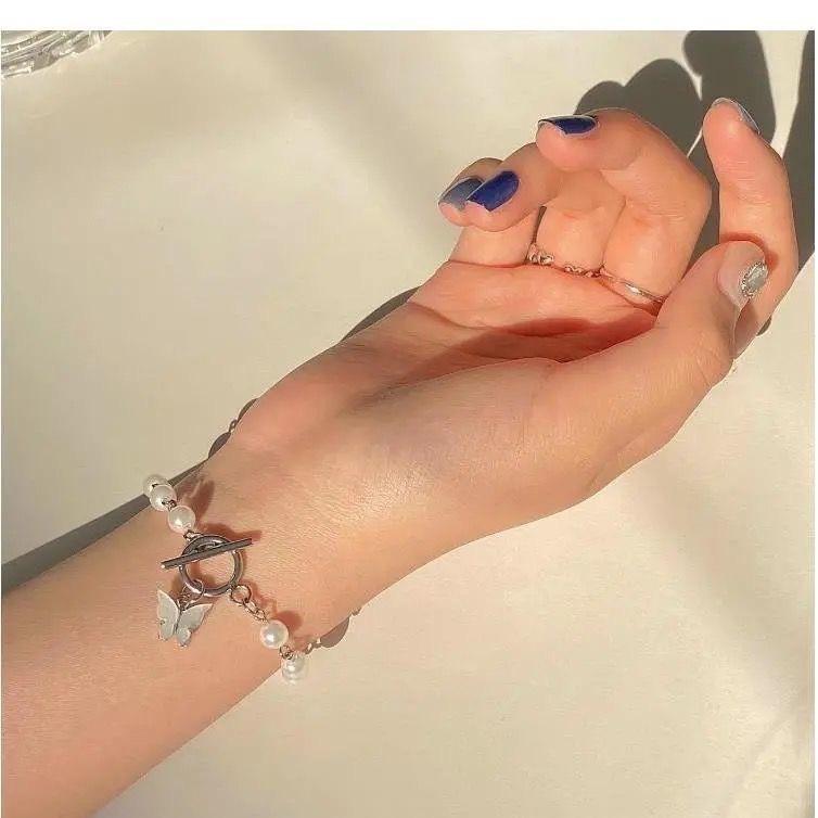 Super Fairy Butterfly Pearl Bracelet for Women, Versatile and Non-fading Girlfriend Birthday Gift Bracelet for Women