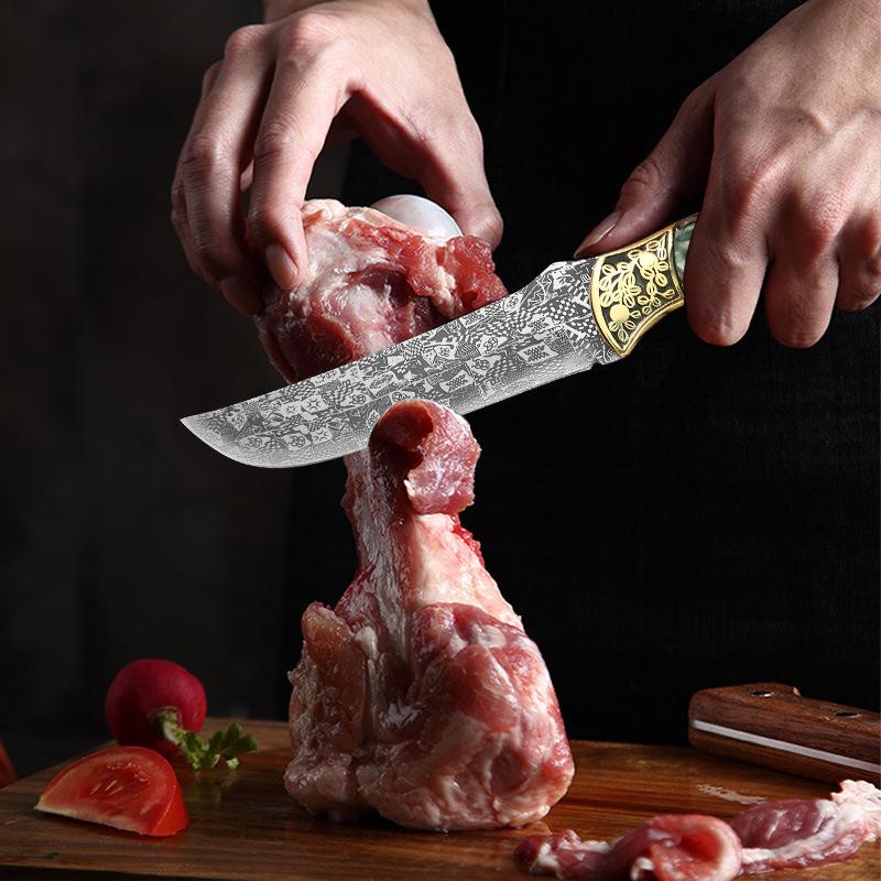 Kitchen Boning Knife Chef Utility Meat Cleaver Barbecue Steak Knife Fishing Cutter with Sheath Cooking Tools