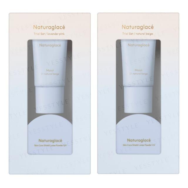 naturaglace - Make-up Cream Moist & Loose Powder SPF50+ PA+++ Trial Set Lavender Pink - 10g + 3.5g
