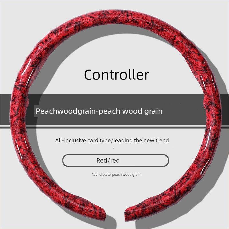 Car Steering Wheel Cover New Model with Peach Wood Grain, Universal for All Seasons, Clip-On Car Decoration Cover, Summer Anti-Slip Protective Cover