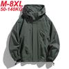 Erkek Ceket Kapşonlu Rüzgarlık Trençkotlar Büyük Beden 6XL 7XL 8XL Büyük Beden Su Geçirmez Siyah Bomber Kamp Bol İnce Softshell