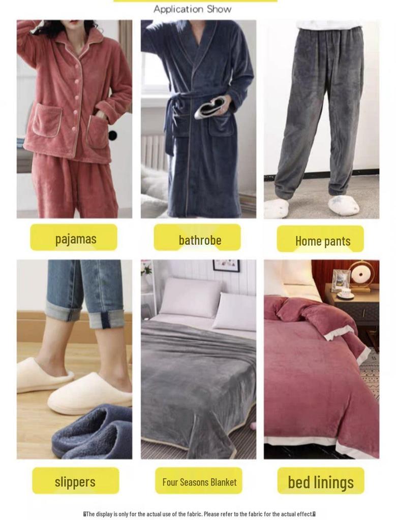 Double-Sided Gold Mink Plush Flannel Blanket & Pajamas Coral Fleece Fabric