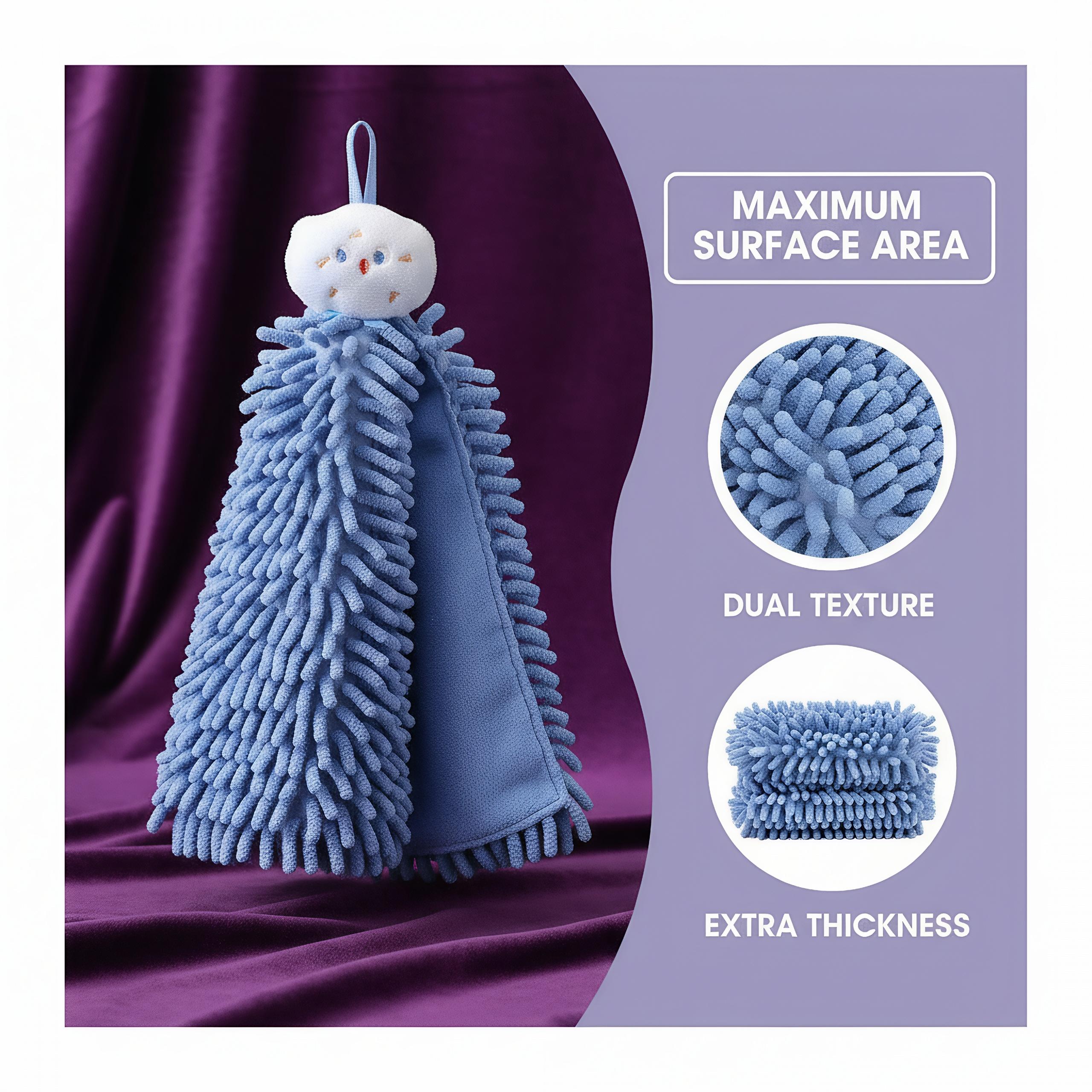 

Cartoon Hanging Chenille Hand Towel Luxurious Soft Hypoallergenic 15x20cm Dense Texture for Bathroom Kitchen United States