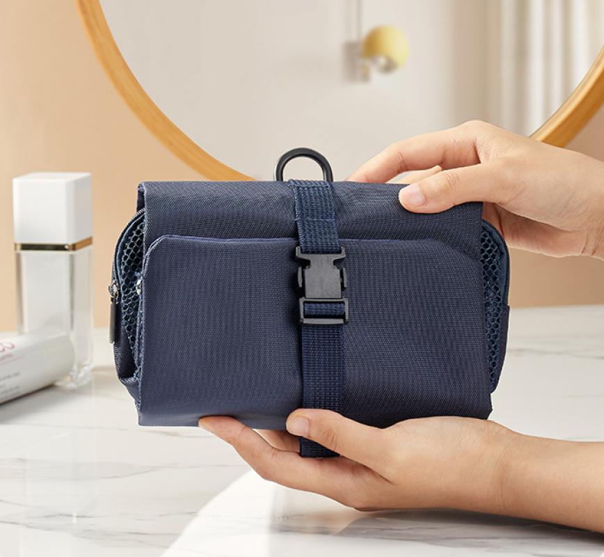 Oxford Toiletry Bag With Hook For Hanging Household Travel Daily Supplies Portable Organizer Storage Bag Foldable Cosmetic Bag