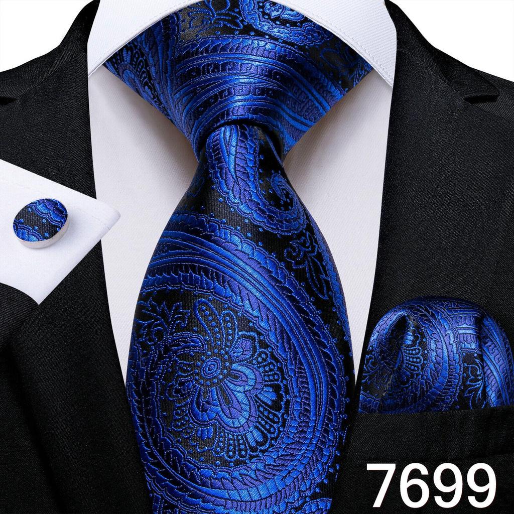 Designer Mens Striped Necktie Set Business Classic Necktie Hanky Cufflinks Set