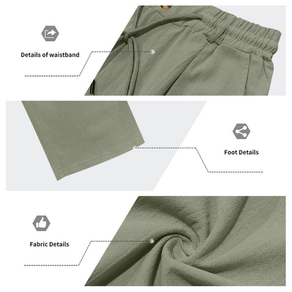 Men's Casual And Fashionable -color Loose Linen Straight-leg Pants