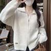 Women's Korean-Style Loose Lapel Double Zipper Sweater Coat - Autumn/Winter 2025 Knitted Cardigan