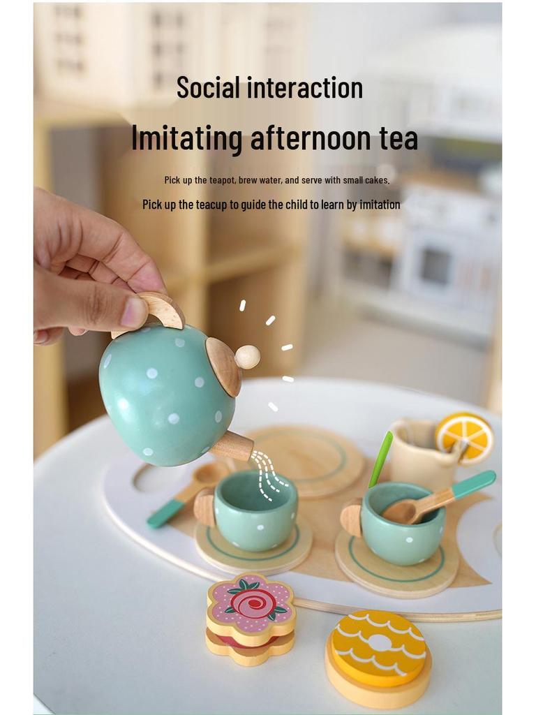 Royal Afternoon Tea Wooden Pretend Play Set for Kids - Enhances Social Skills and Family Interaction