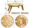 Wooden Folding Picnic Table with Wine Glass Holder - Portable Creative 2 In 1 Wine Glass Rack & Compartmental Dish for Cheese an