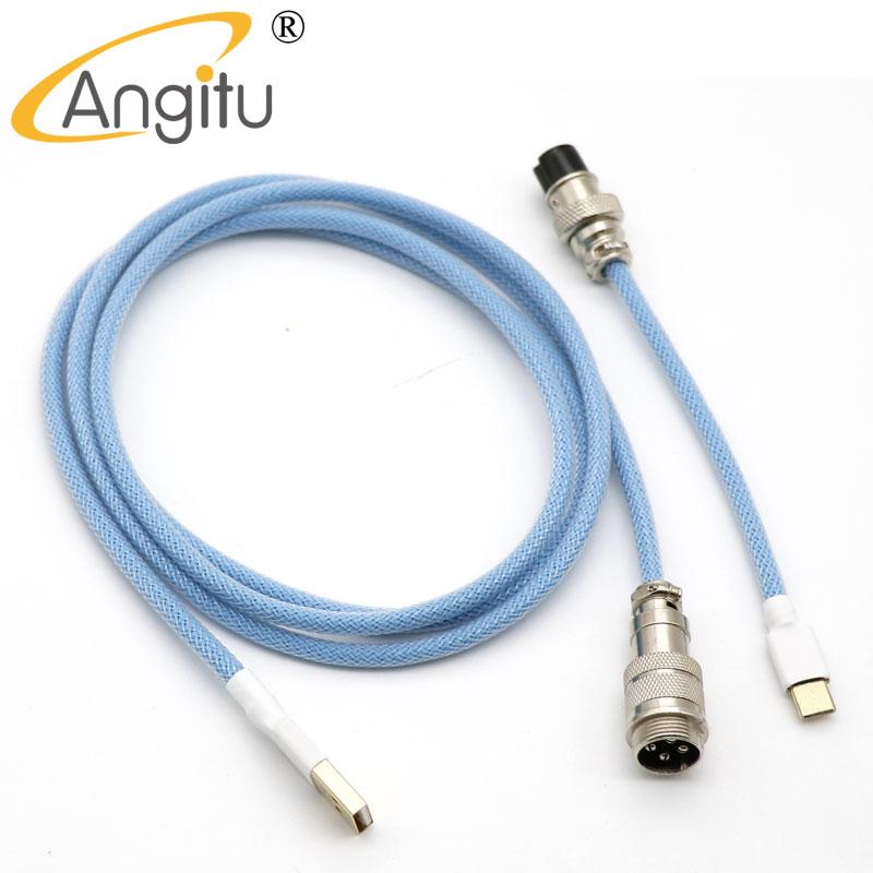 Angitu Premium Customized Mechanical Keyboard Data Cable USB Type C Aviator Cable With 0B/CY8/GX16 Colored Connector