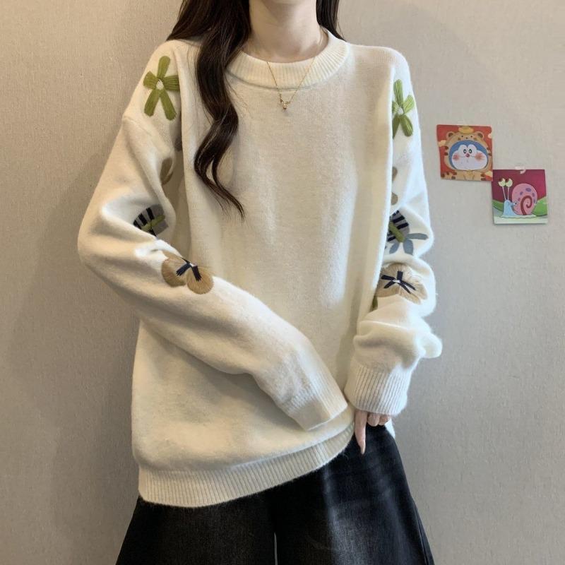 Pullover für Damen Herbst Winter Verdickter Pullover Warm Gestrickt Gestreift Rundhals Basisschicht Dehnbar Langarm Oversize Jumper Oberteile