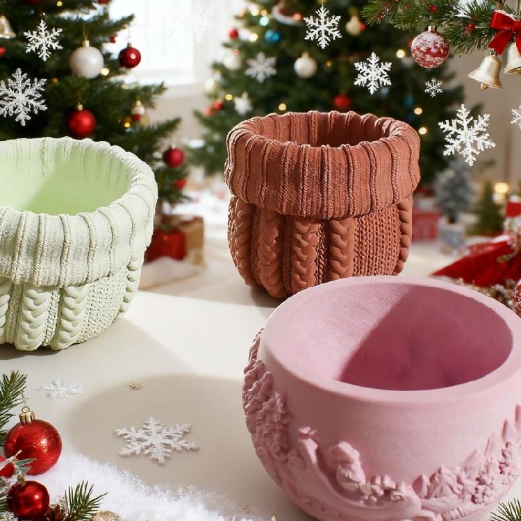 Christmas Santa Flowerpot Silicone Molds Easy Demolding Dishwasher Safe For Making Soap Chocolate Holiday Resin Craft