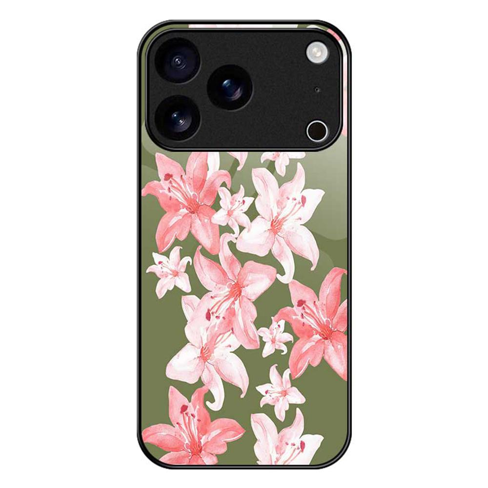 

For iPhone 17 Pro Max Case PC TPU Tempered Glass Pattern Printing Slim Phone Back Cover B0287
