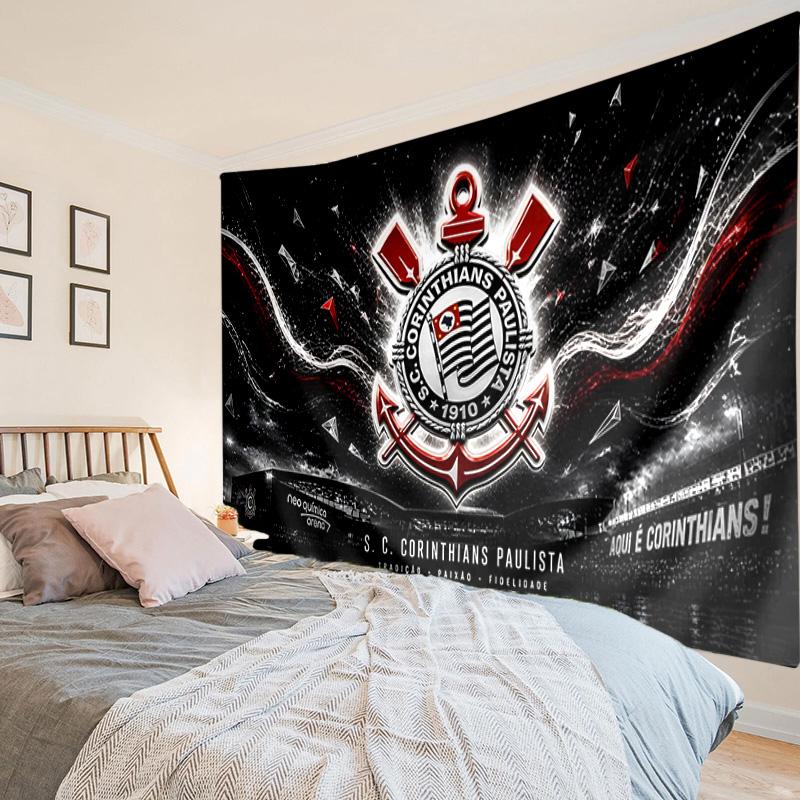 1PC Corinthians Football Club Crest Tapestry Hanging for Bedroom,Livingroom, Playroom,Decor Art Room Wall Tapestry Holiday and Birthday Gifts