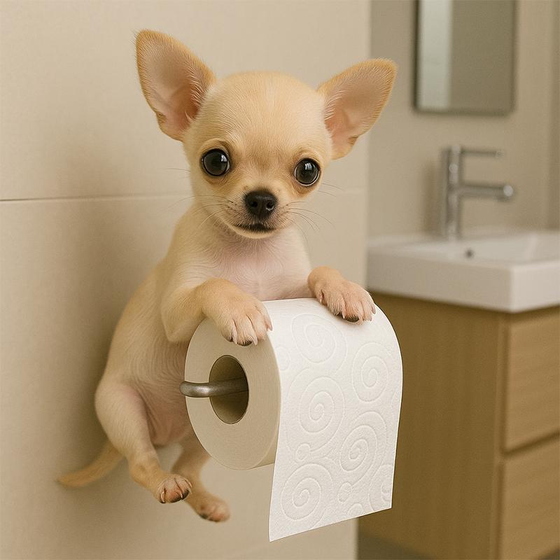 Cute Dog Toilet Paper Holder Wall Mount Resin Dog Roll Paper Organizer Bathroom Kitchen Paper Towel Tissue Dispenser Decoration