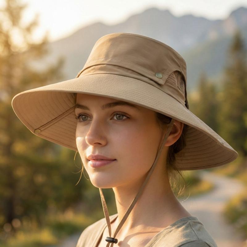 Adjustable Wide Brims Sun Hat For Men With Removable Top Panel Breathable Outdoor Fishing Cap Sun Protections