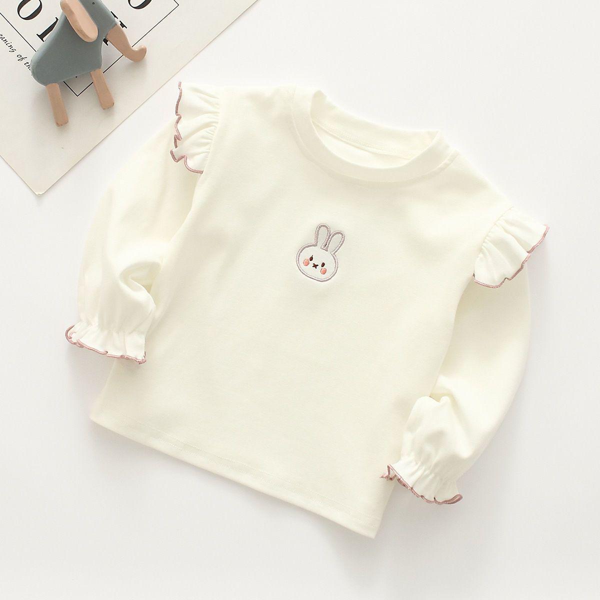 

Stylish Korean Baby Girl Long-Sleeved Cartoon Embroidered T-Shirt for Toddlers - Trendy Spring/Autumn Outerwear 130 cm