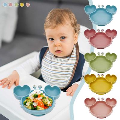 Children's Dinner Plate Cartoon Crab Silicone Tableware Integrated Divided Food Supplementary Tableware Silicone Children's Dinner Plate