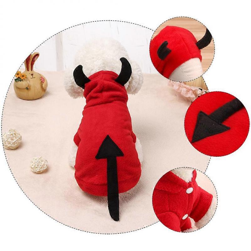Halloween Dog Clothes Pet Costume for Winter 2Pcs Red Apparel