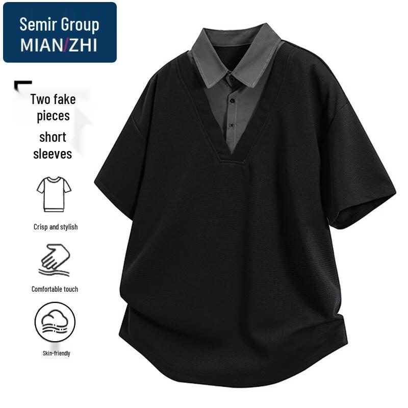 

Men s Waffle V-Neck Patchwork Casual Loose Short Sleeve T-Shirt 3XL