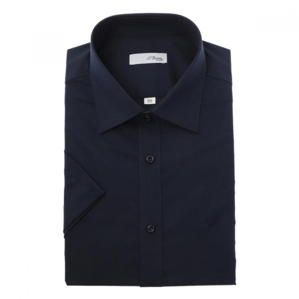 

S.t. Dupont Short Sleeve Regular Fit Stretch Material No Pocket Navy Shirt Se6m 95