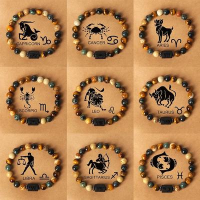 12 Sternzeichen Konstellation Charm Armband Männer Frauen Mode Perlen Armbänder Jungfrau Leo Waage Paar Schmuck