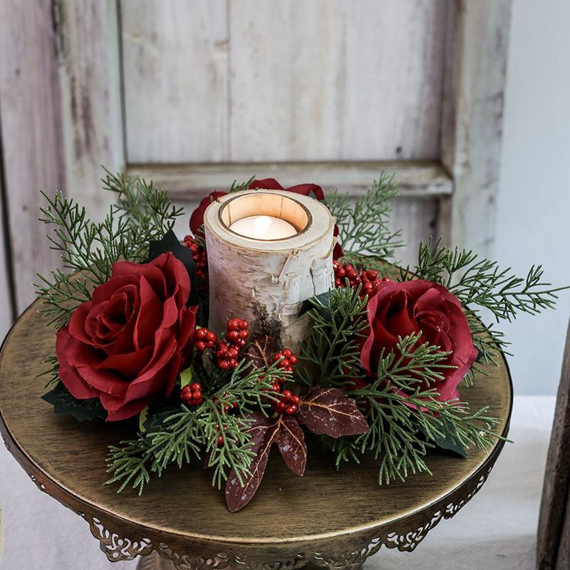 

Искусственный цветочный венок, свечные кольца, рождественское украшение стола, подсвечник, украшения на День благодарения