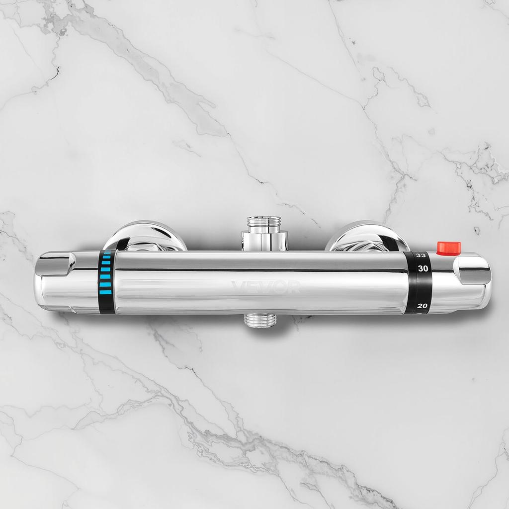 VEVOR Thermostatic Shower Faucet Valve, Anti-Scald 38 Degrees C Secure Lock Thermostatic Shower Mixer Valve